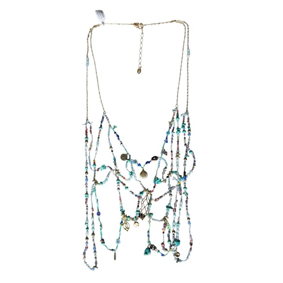 Free People Ariana Ost All Day Dream Shell & Pearl Body Chain - Turquoise | NWT - Picture 3 of 6
